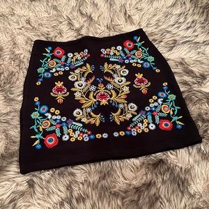 NWOT Embroidered Black Skirt
